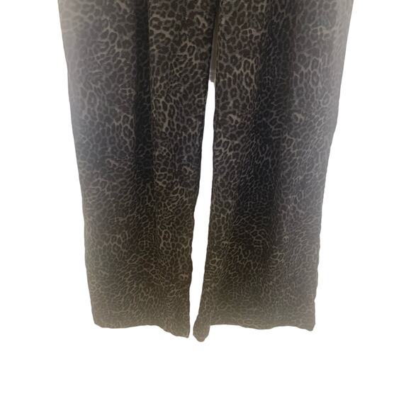 INC Wide Leg Pants 6 Black Leopard Womens High Rise Palazzo Linen Blend Pull On - Picture 4 of 8